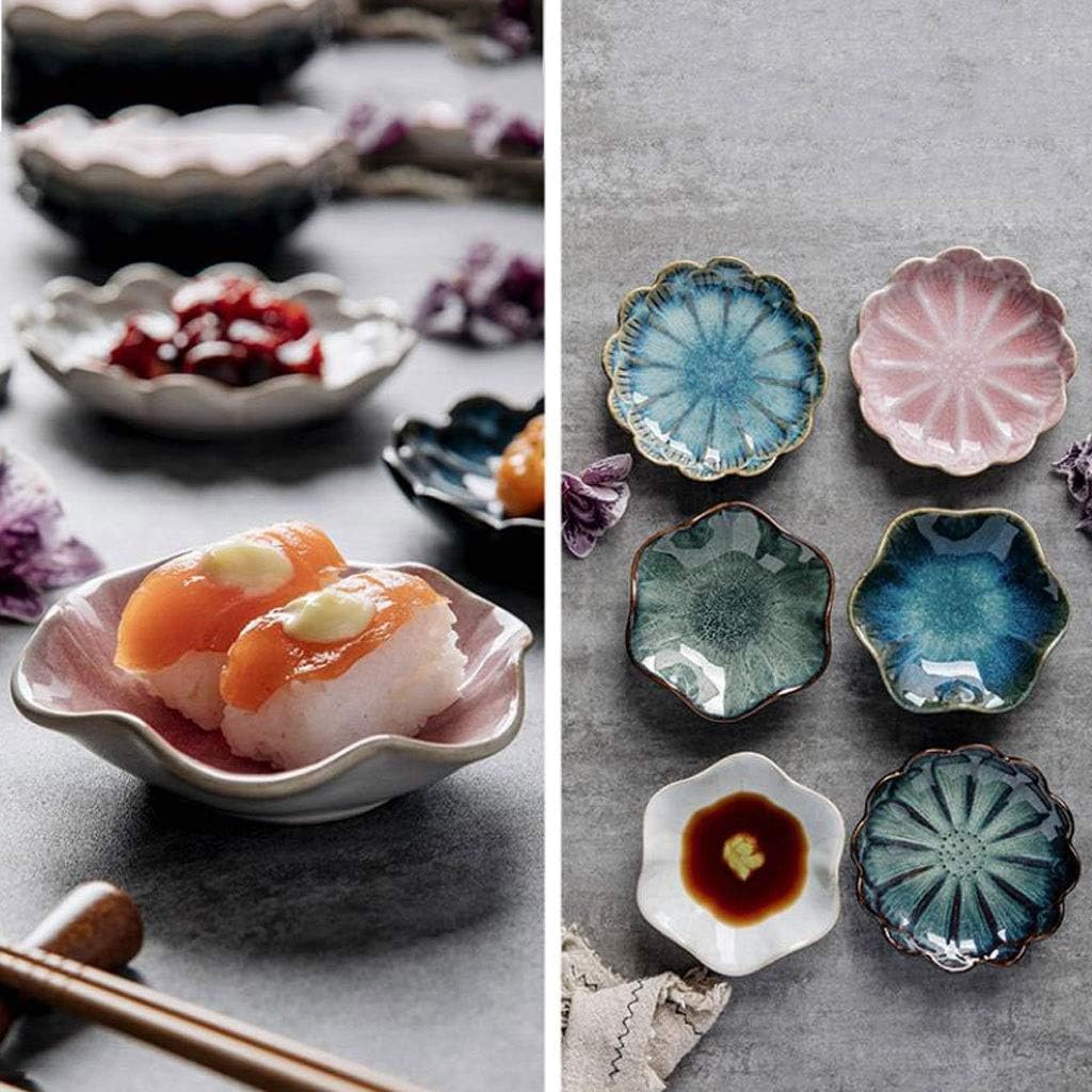 GeRRiT Snack Serving Dishes Lotus Leaf Shaped Ceramics Seasoning Dishes Japanese Style Sauce Dish Ketchup Saucer Vinegar Spice Soy Sushi Seasoning Dipping Bowls Dessert Dishes