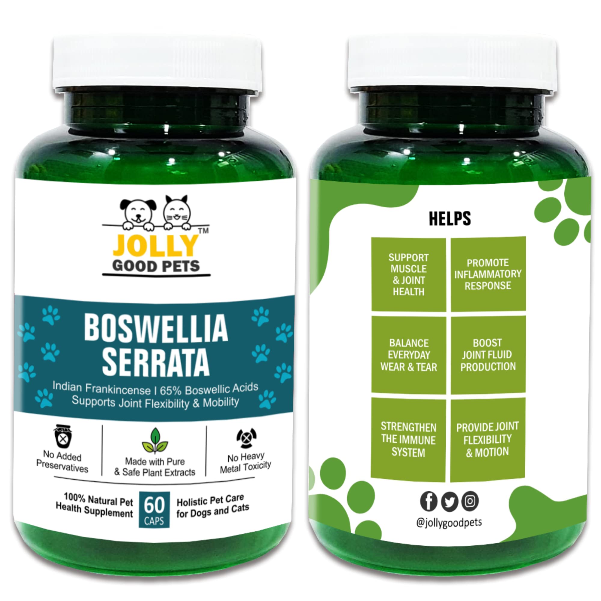 Jolly Good Pets Boswellia Joint & Mobility Support Supplement for Dogs & Cats I 100% Plant-Based I Combats Inflammation, Cartilage Damage & Joint Pain I 60 Capsules (B0BCSC565R) Amazon Price History, Amazon Price Tracker