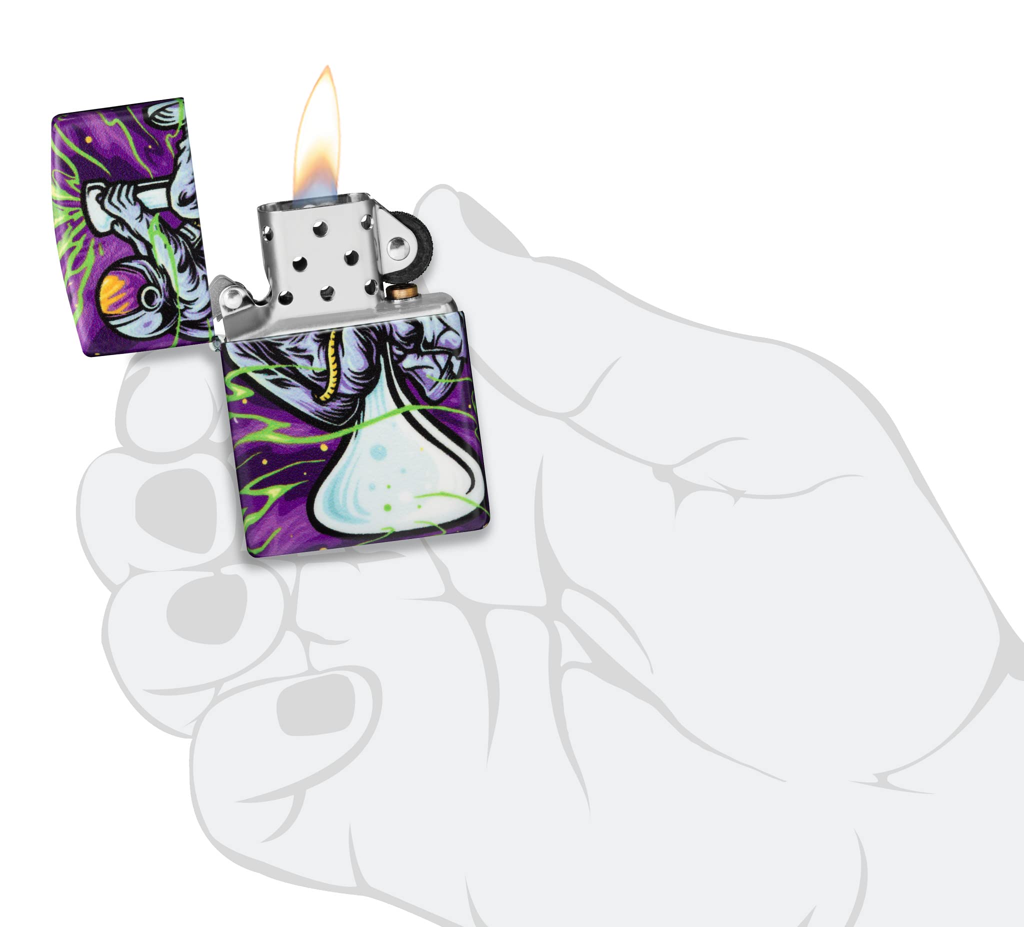 Zippo Sturmfeuerzeug - Modell Space Out - Multicolor mit 540 Color Druck - Nachfüllbar - Wiederverwendbar - Windfestes Design - Geschenkbox - Made in USA