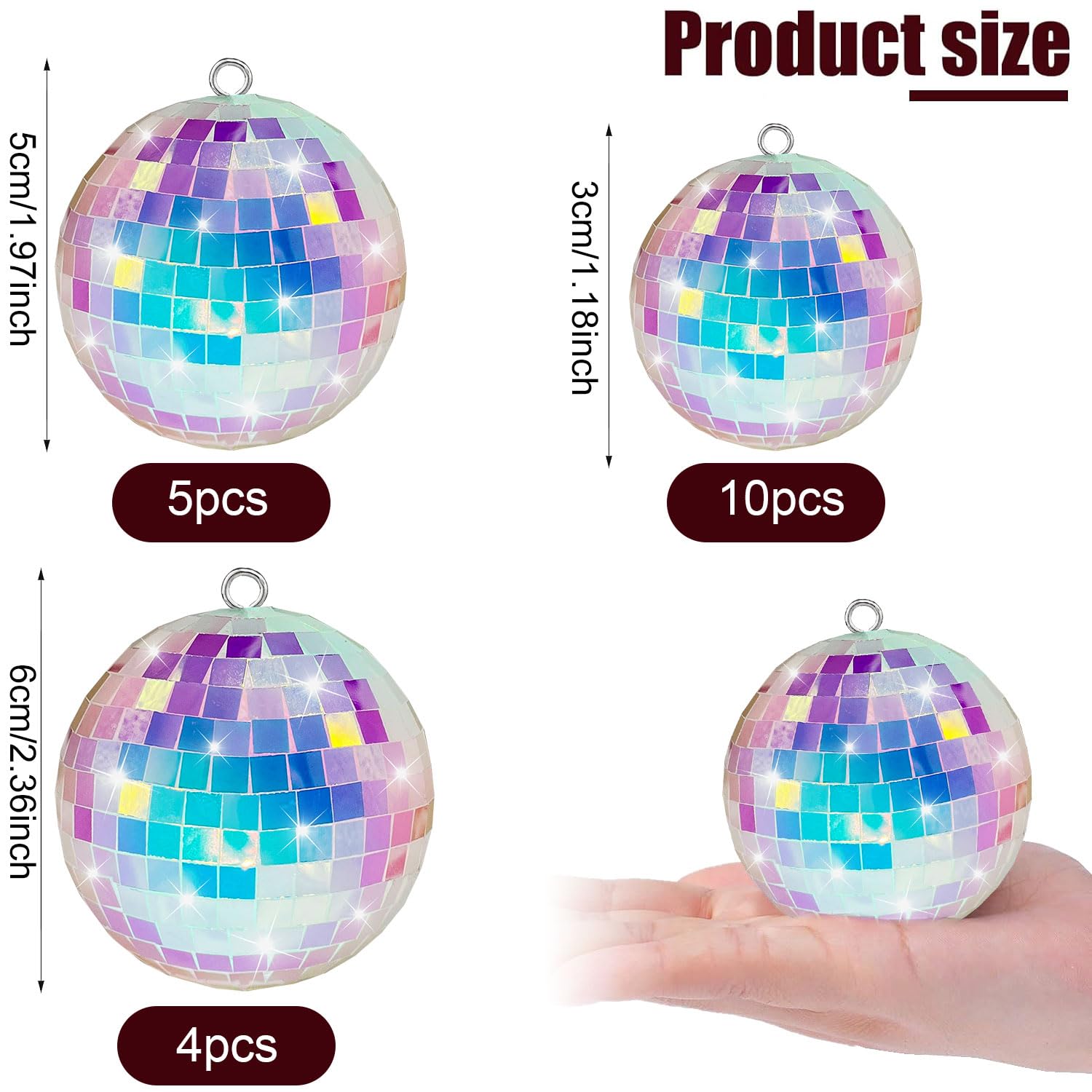 40 Stück Mini Discokugeln – 2,2/3/4/5 Cm, Glänzende Spiegelkugeln Für Kuchendekoration, Partys & Deko