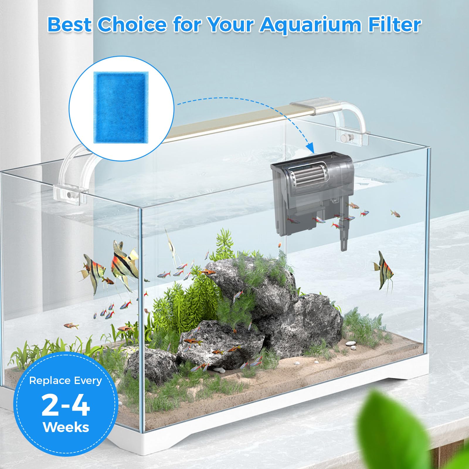 Qwakay Lot de 20 cartouches de rechange pour filtre d'aquarium Rite Taille B compatibles avec les filtres d'alimentation MarineLand Penguin Pro 100/125/175 et le filtre d'alimentation original Penguin