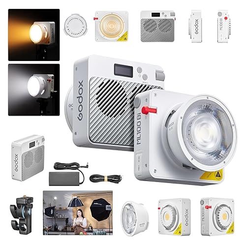 Godox ML100Bi 100W COB LED Video Light Godox Mount Flash 2800K-6500K Bi-Color Video Lighting 34300 Lux CRI 97+/TLCI 98+ 11 FX Effects or Filming Live Streaming Outdoor Studio Photography(ML100Bi) - ML100Bi