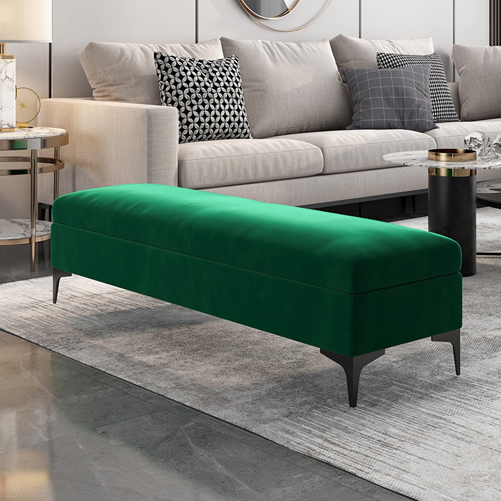 Bancs de rangement rembourrés design luxueux et minimaliste vert foncé