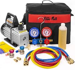 XtremepowerUS HVAC Air Vacuum Pump 3CFM 1 4HP R134a R12 R22 R410a A C Refrigeration AC Manifold Gauge