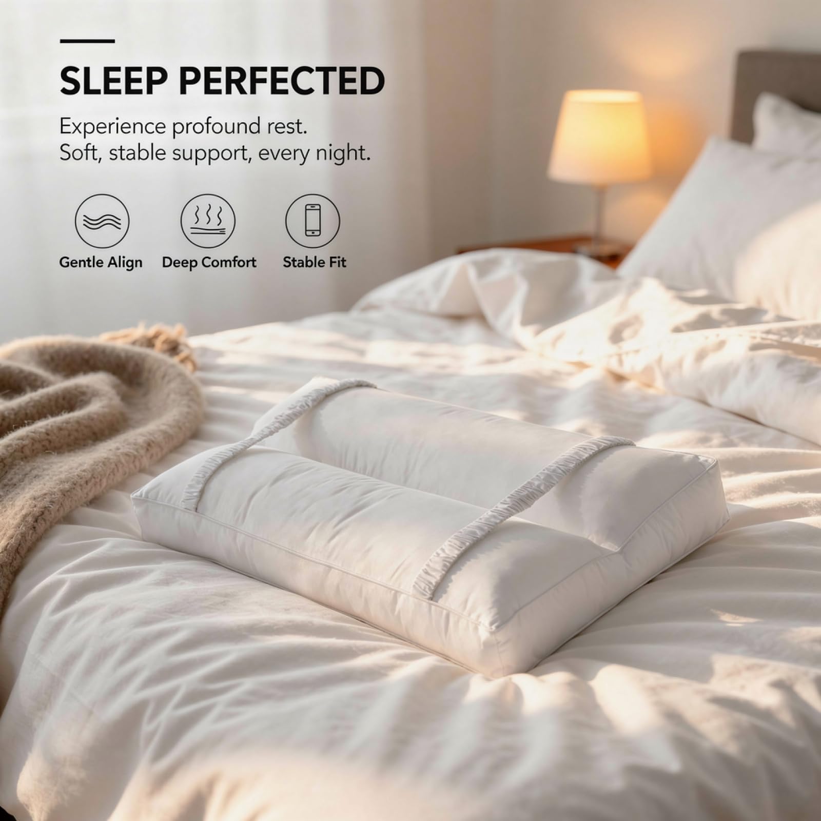 Almohada de fibra de poliéster para dormir de lado, almohada ergonómica de apoyo para piernas con correas, cojín de cadera para comodidad de presión, 13 x 5.9 x 4.7 pulgadas, para molestias y dolores