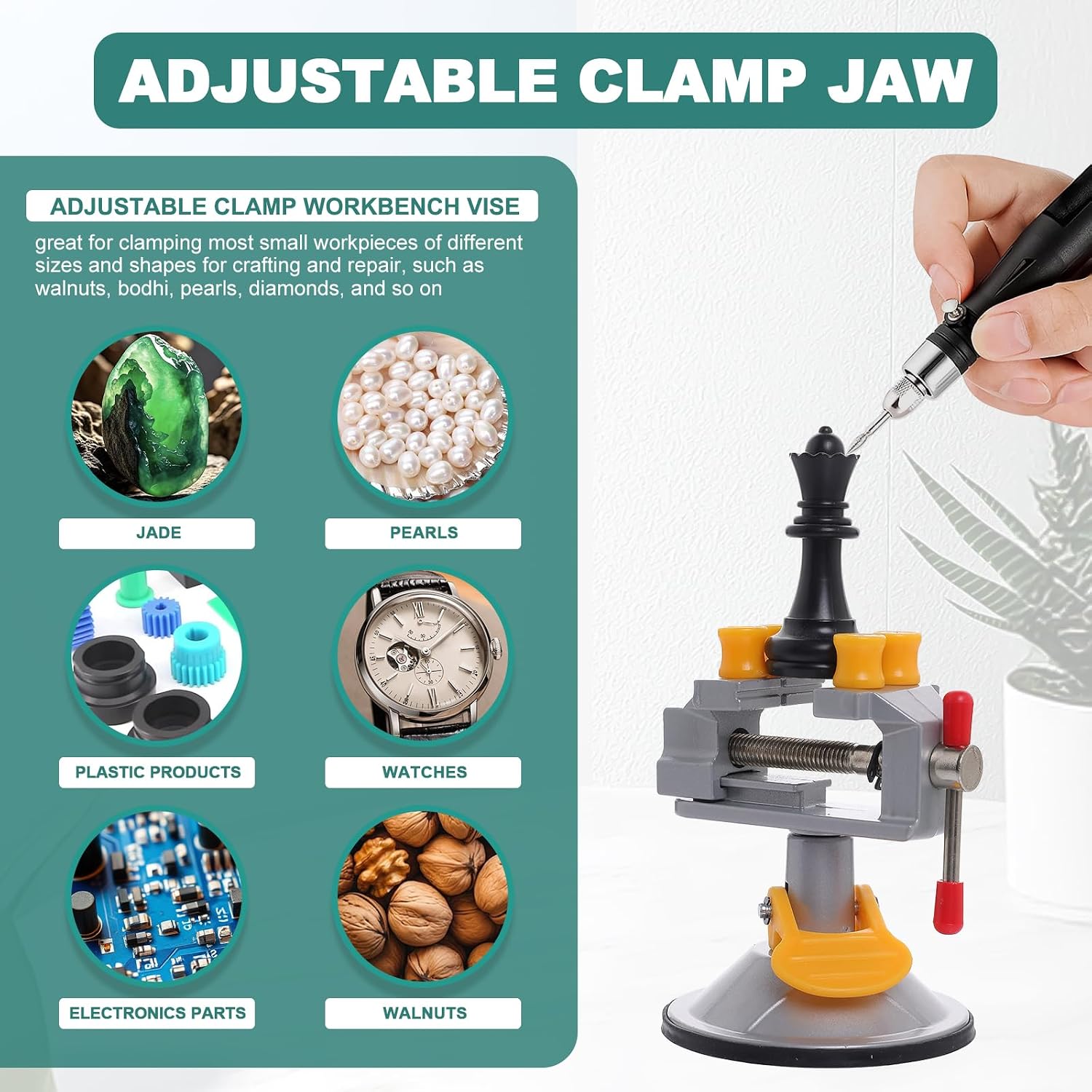 Mini Suction Cup Vise 360 Degree Rotating Bench Clamp Vice | 360 Degree Rotation Small Bench Vice Adjustable Jaws Suction Vise Clip On Tool for Jewelry Model Making Electronics Repairs