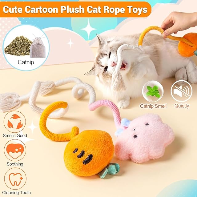 Foto 4 de 7 de ZHITENG 3 Piezas Juguetes Gatos, 50 cm Juguete Interactivo Gato con Hierba