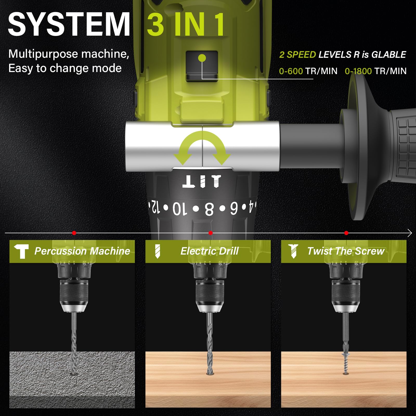 DEWINNER Taladro Atornillador Inalámbrico para Batería Makita de 21V 2 * 4,0 Ah Baterías,130 Nm Taladro Percutor Bateria,20+3 Configuraciones de Par,2 Velocidades, LED,76 Accesorios y Maletín
