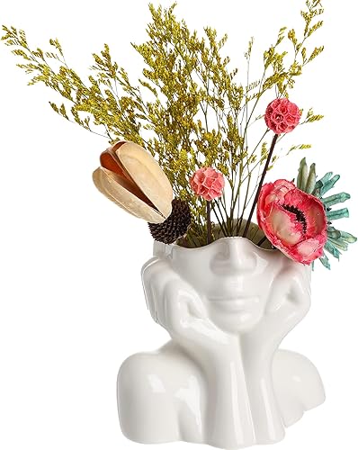 Miniatura 2 de Angoily Jarrón artístico de cerámica para decoración de cara de mujer, centro de mesa para el hogar, oficina, mesa, estante de decoración