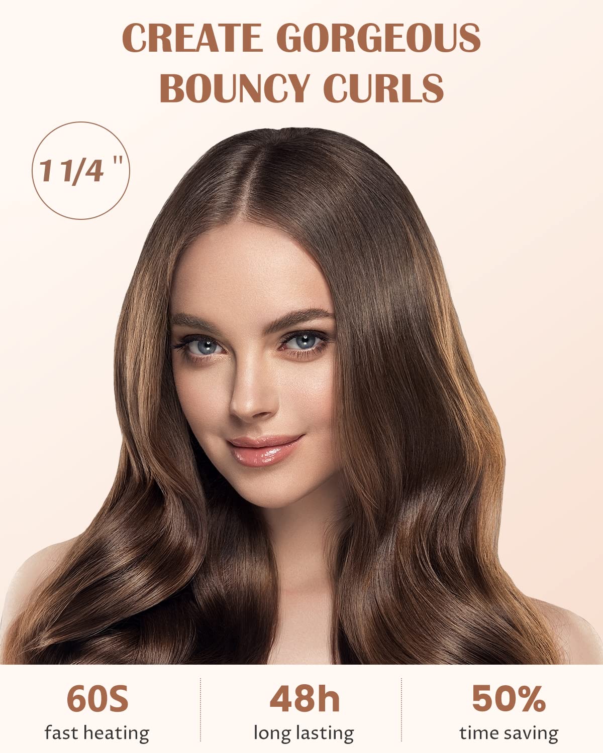 SAVSOW 1 1/4 Inch Curling Iron for Long Hair, 1.25 Inch Curling Wand Long Barrel Tourmaline Ceramic, Dual Voltage Curling Iron with Adjustable Temperature