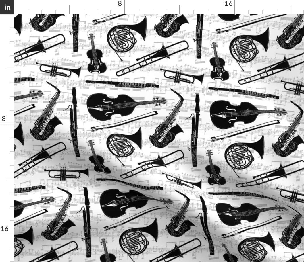 Spoonflower Fabric - Musical Instruments Music Symphony Band Orchestra Strings Brass Printed on Cotton Poplin Fabric by The Yard - Sewing Shirting Quilting Dresses Apparel Crafts