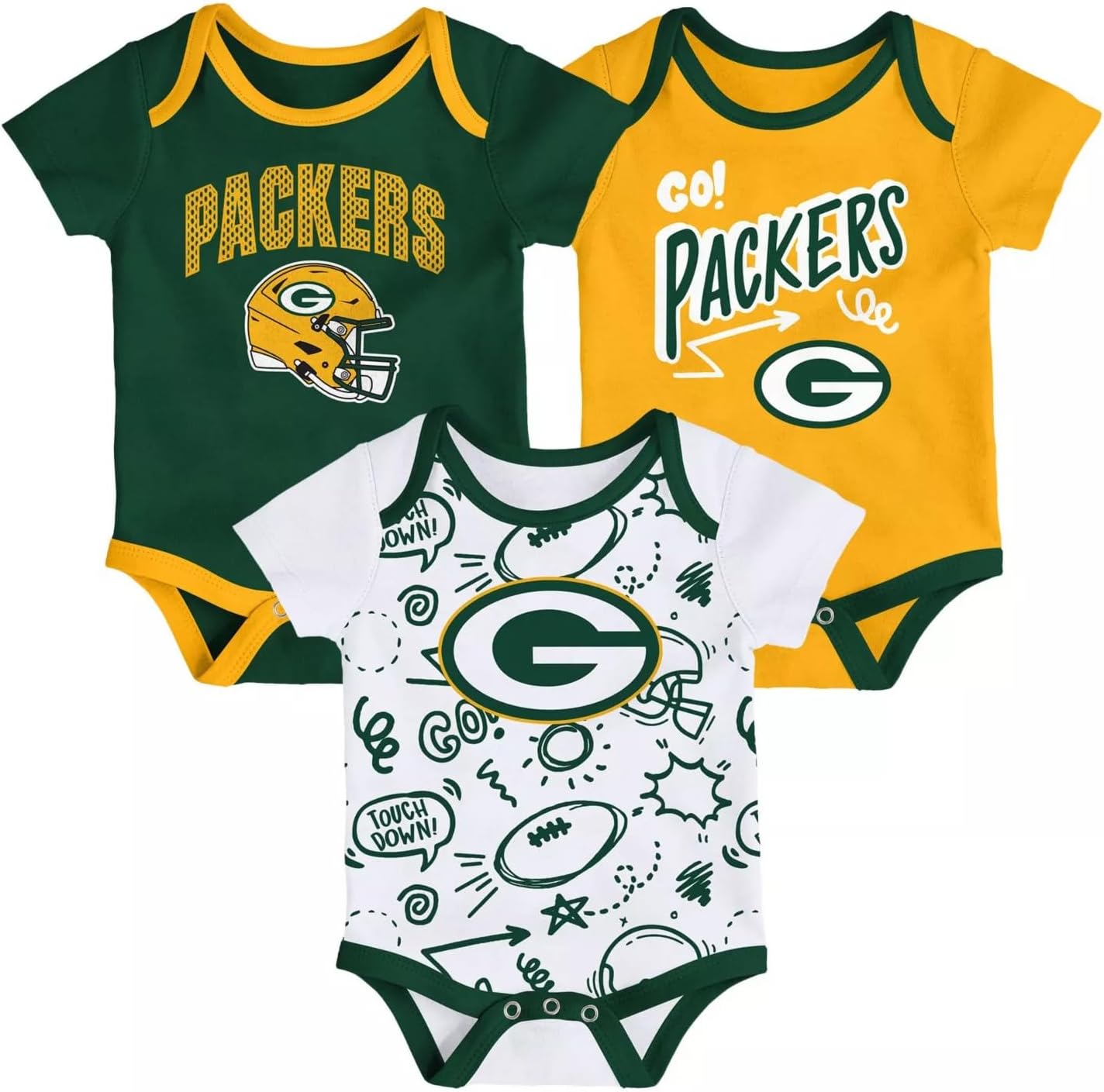 Outerstuff Pro Football Newborn Infant All Day Play 3 Pack Creeper Set