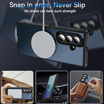 Magnetic Stand for Samsung Galaxy Z Fold 7 Case, [Fit for MagSafe] Upgraded Military Grade Drop-Proof Fold 7 Cases with Ring Holder Support Wireless Charging, Black