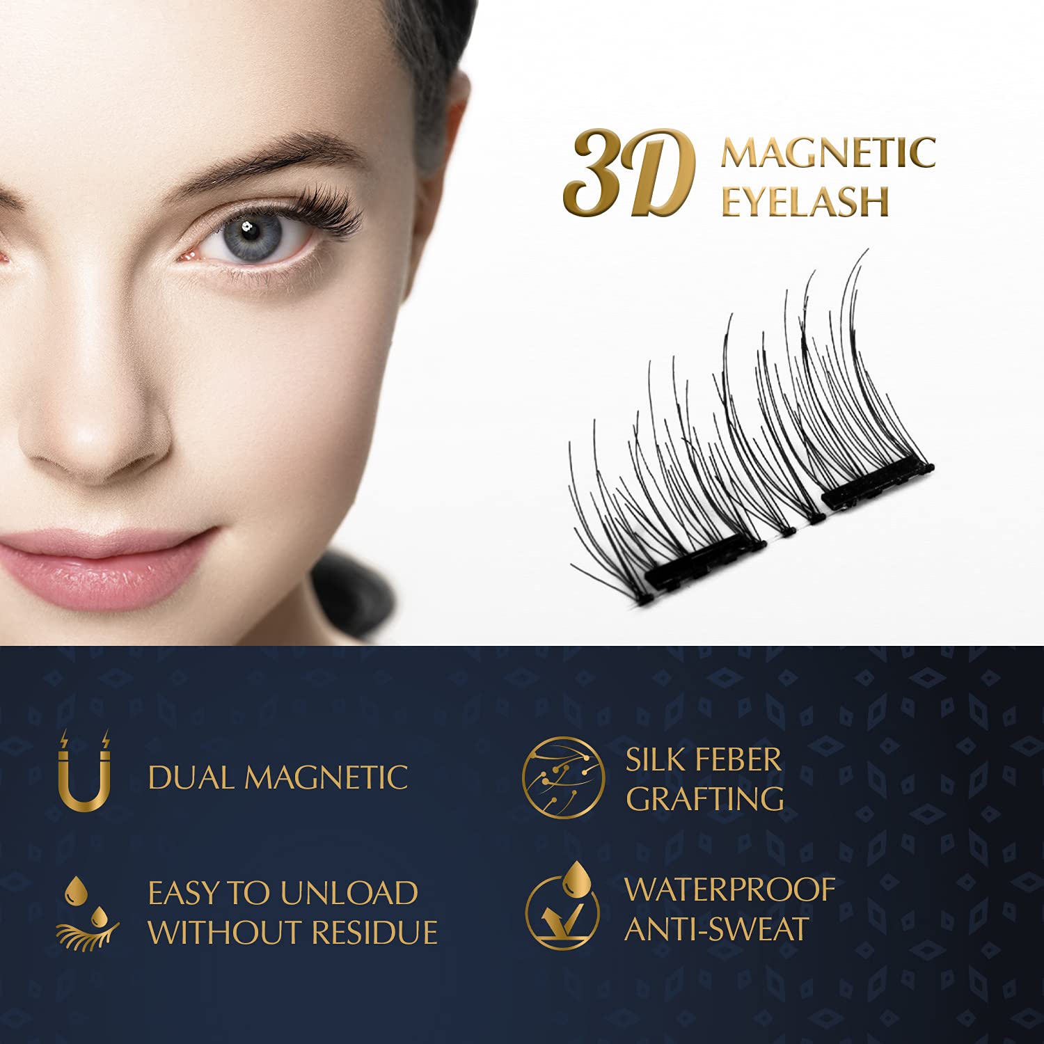 Magnetic Eyelashes, Segmented False Eyelashes, 3D Reusable Eyelashes with Applicator Kit, No Glue, Easy to Apply, Light weight, Natural Look, (8 PC with Tweezer) (KS01 - 14mm)