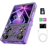 BattAkuus R36S plus Retro Gaming Console Handheld,arkos System /15000+games /20+ Emulators, Portable handheld game console 4.0-inch Screen（Transparent pruple）