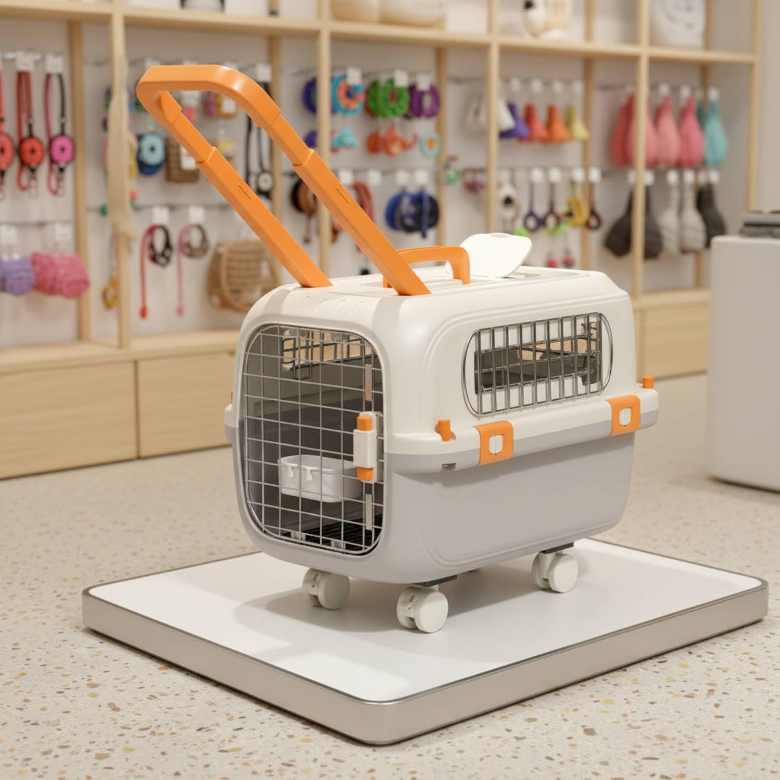 Tiertransportbox mit Rollen rollbar Transportbox mit Rollen Hundetransportbox Teleskopgriff für Tierarztbesuche