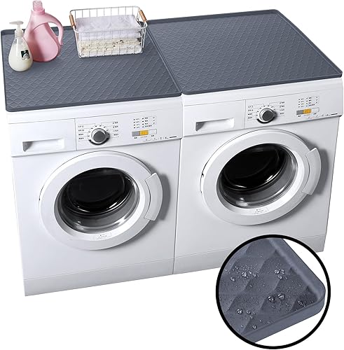 Tapete protector superior para lavadora y secadora de 25.6 x 23.6 pulgadas, tapete de silicona antideslizante para lavandería y cocina, fundas para