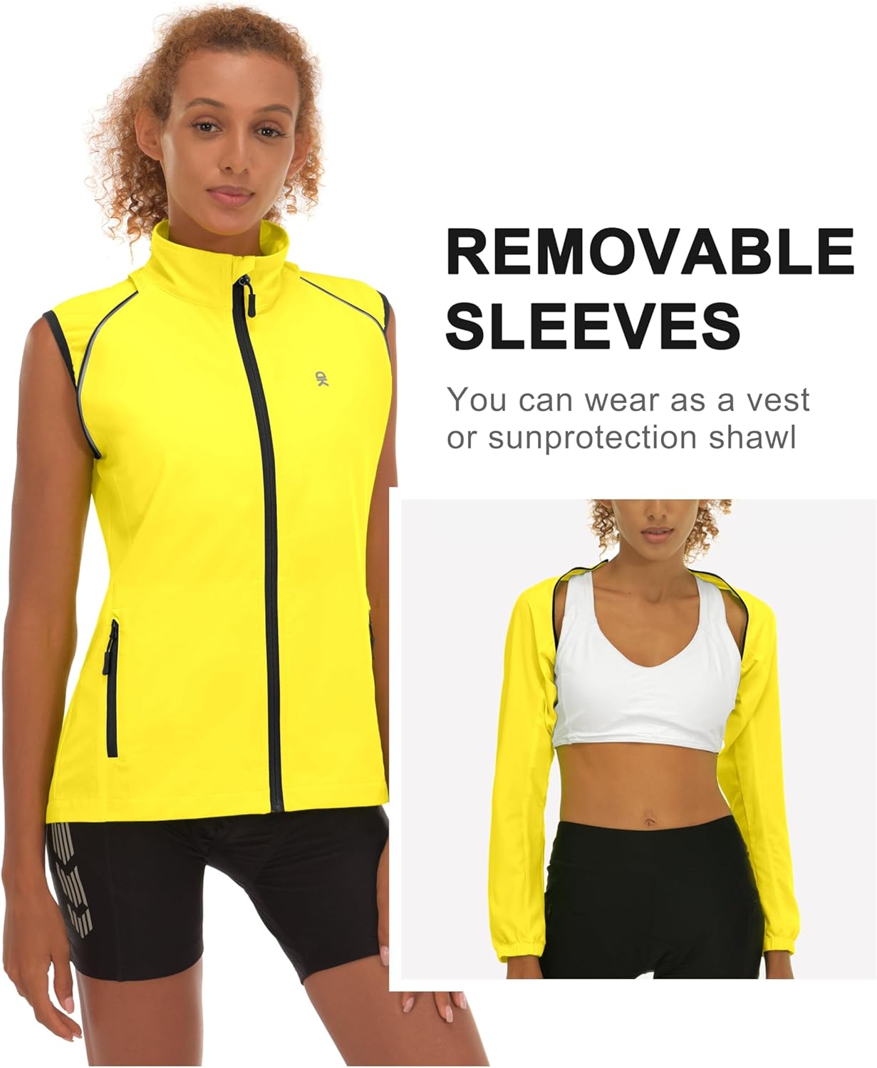 Little Donkey Andy Women's Lightweight Waterproof Cycling Jacket with Removable Sleeves for Biking Running Golf - Image 3