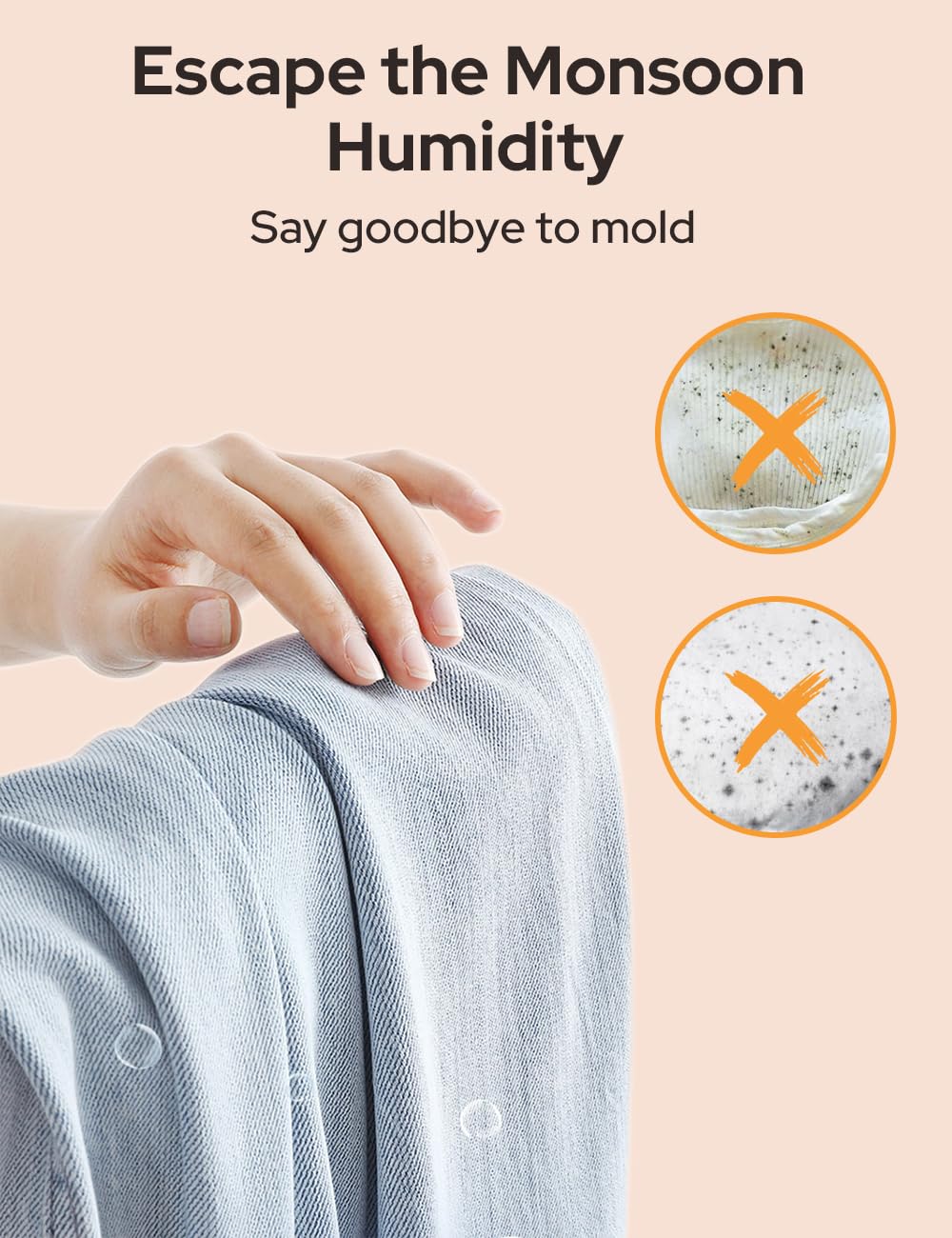 CostarMatter Clothes Warmer, Mini Portable Heater with PTC Heating & Intelligent Timer, Hangable & Foldable Warmer for Clothes/Underwear/Baby Clothes, Fast Heating for Apartments RV Travel, 41inch 1