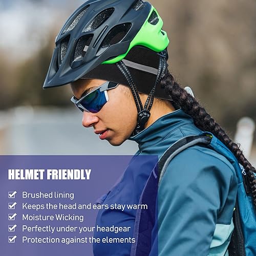Miniatura 3 de Gorro reflectante de 3 piezas con forro polar para correr, cola de caballo para mujer, gorro de seguridad con cubiertas para las orejas para clima