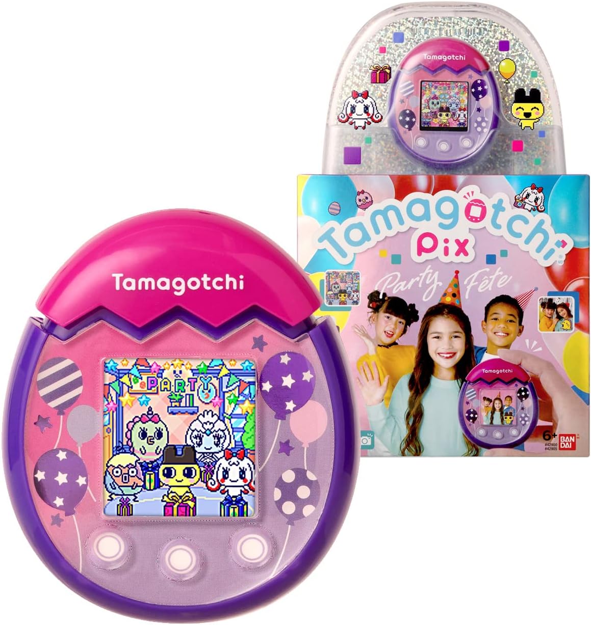 Bandai - Tamagotchi - Tamagotchi PIX - Party Ball - Virtual Electronic Animal with Colour Display, Touch Buttons, Games and Camera - 42915