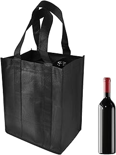 TIESOME 6 Bottle Wine Carrier Tote, Non-Woven Wine Bags Reusable Wine Travel Bag Portable Carrier Wine Bottle Holder Bag Wine Gift Bag with Carry Handle for Travel Camping Picnic Wine Lover