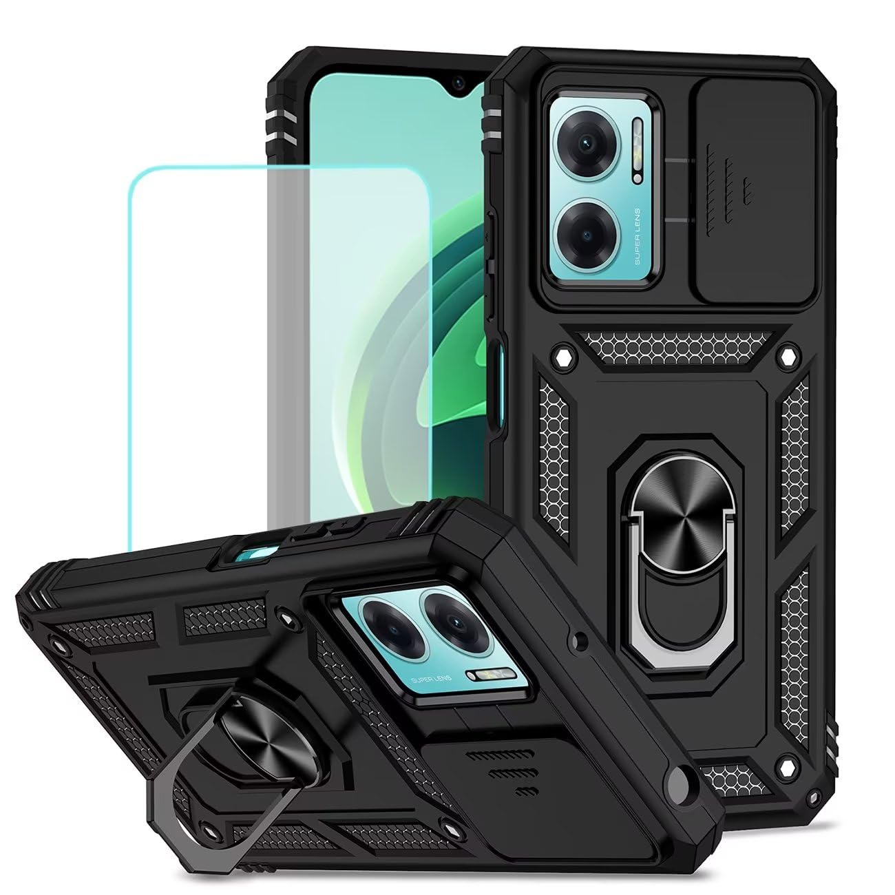 Funda para Redmi Note 11E y Redmi 10 5G con protector de pantalla y tapa de cámara 8
