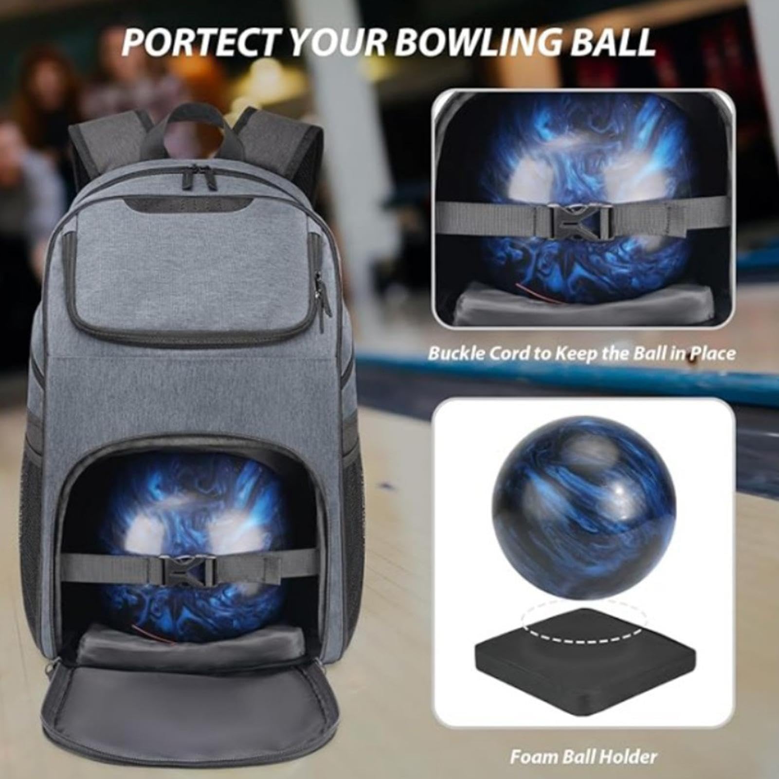 Generisch Torby Bowling z wieloma kieszeniami akcesoria sportowe o dużej