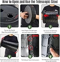 Vista 4 de Upgraded Foldable Stool Thickened Set of 2, Portable Collapsible Stool Retractable Stool, Foldable Portable Collapsible Chair for Fishing, Hiking