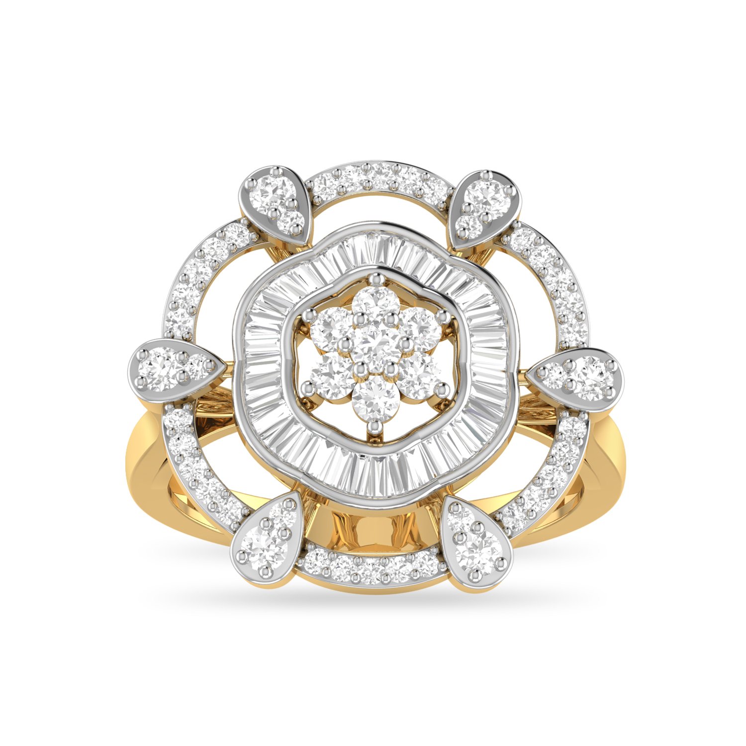 Aucent by PC Jeweller The Inda 18KT Yellow Gold and Diamond Rings