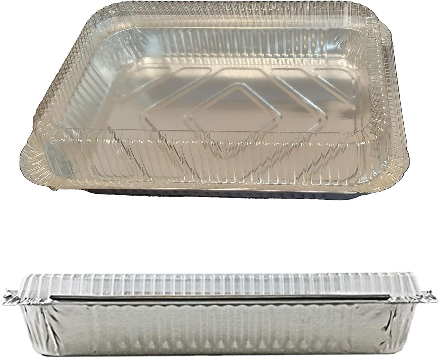 Heavy Duty 4 LB and 12 x 8 x 1.6 Inch Disposable Aluminum Foil Pans with Lids – 250 Count – Durable Bakeware for Baking, Roasting, Catering, Storage