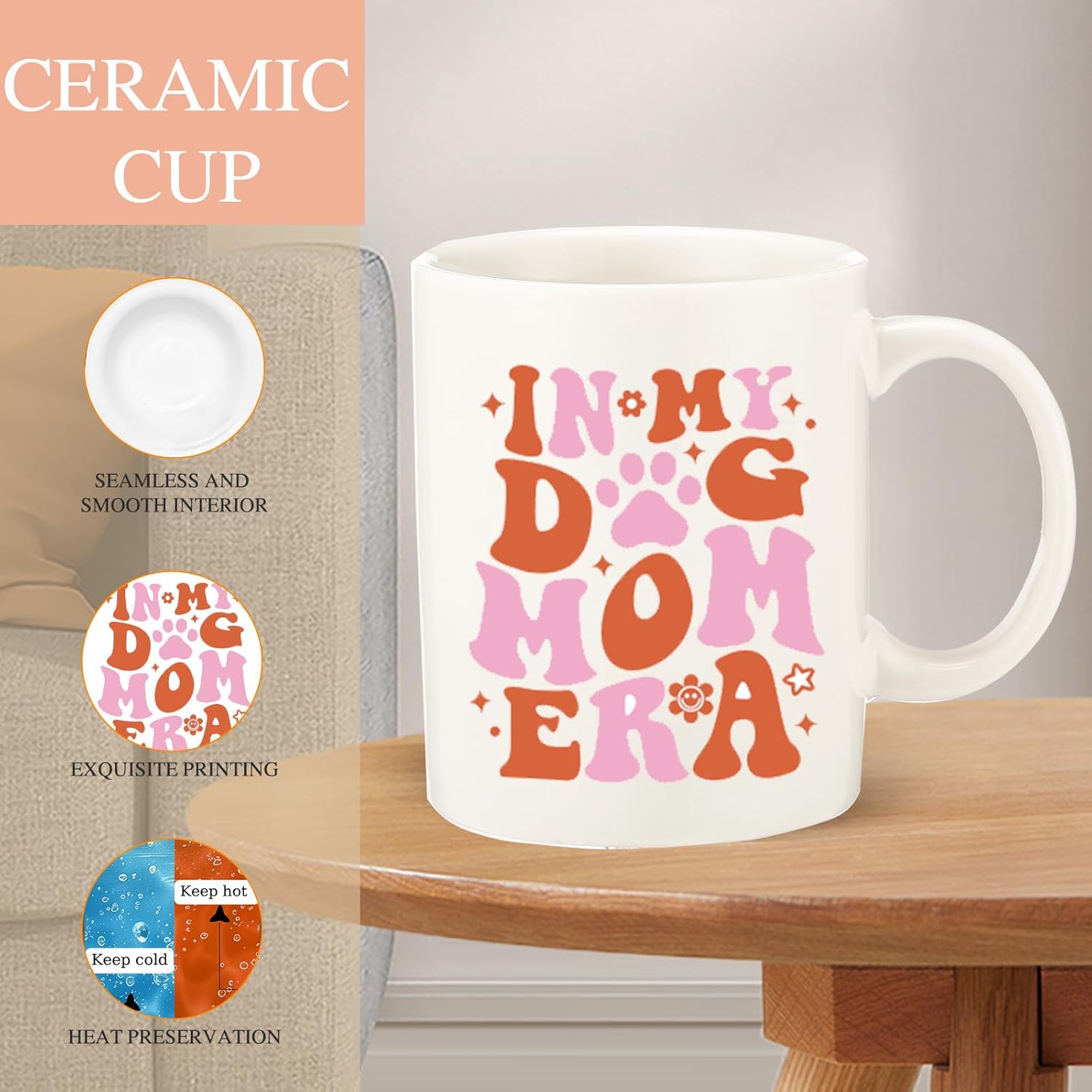 Dog Mom Gifts for Women,Funny Dog Mom Mothers Day, Birthday Gifts for Dog Lover, Mom,Sister, 11OZ Coffee Mug with Socks - Image 3