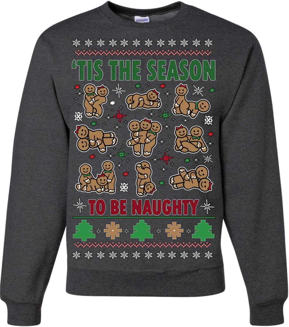 Wild Bobby Tis' The Season To Be Naughty Ugly Christmas Sweater Unisex Crewneck Graphic Sweatshirt