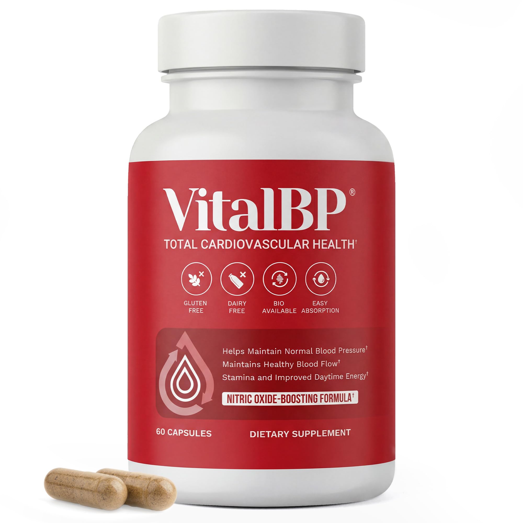 VitalBP Suplemento de vitaminas e minerais com L-citrulina, nattokinase, CoQ10, vitaminas D3 e K2, 60 cápsulas