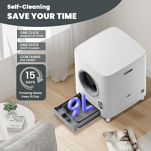 Miniatura 5 de Caja de arena para gatos con puerta de entrada eléctrica, monitor de video, antipellizcos y eliminación de olores para varios gatos