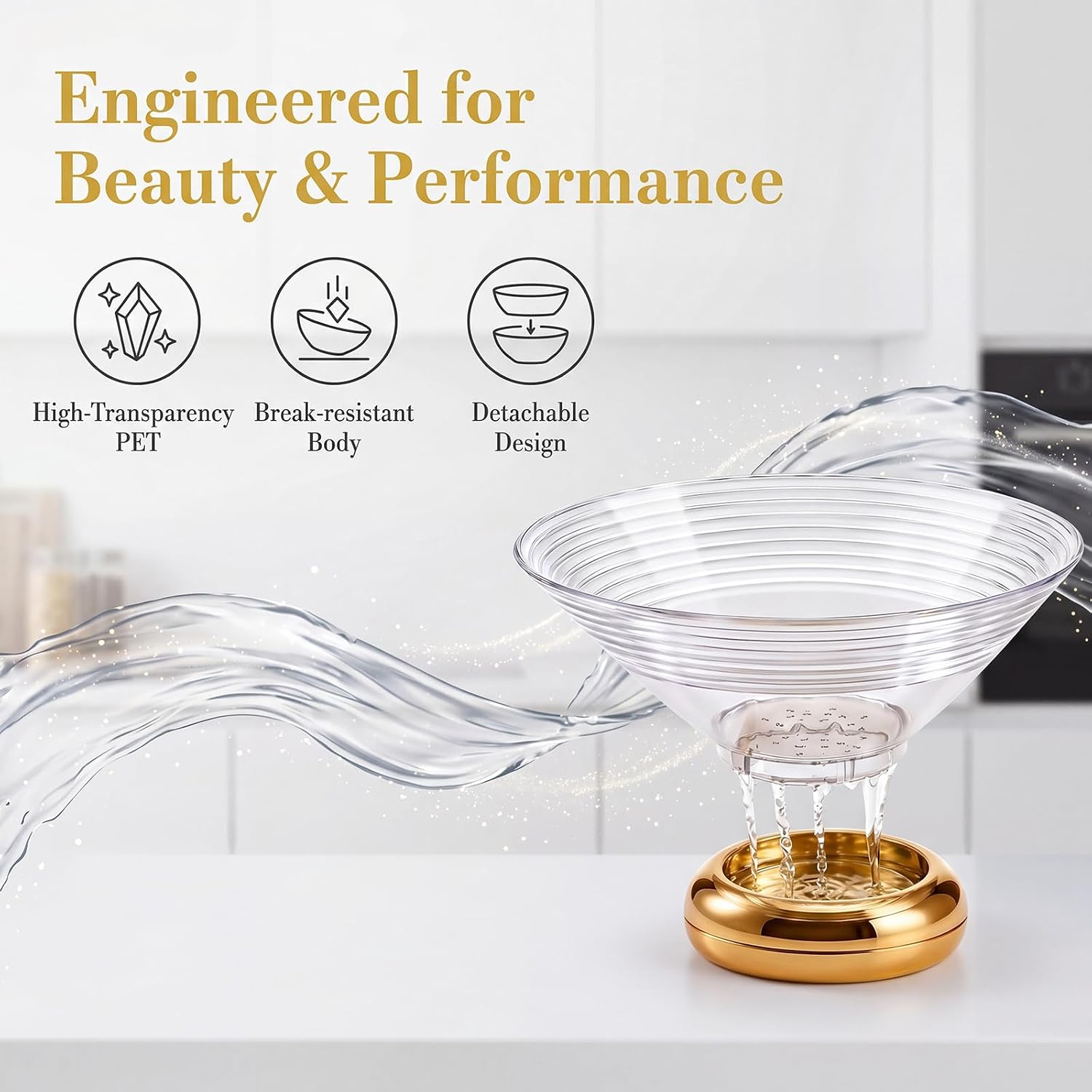 Fruit Bowl Fruit Basket for Kitchen Countertop,Storage Baskets Stand Organization Drainage Holes for Kitchen Counter, Modern Centerpiece for Dessert & Party Display