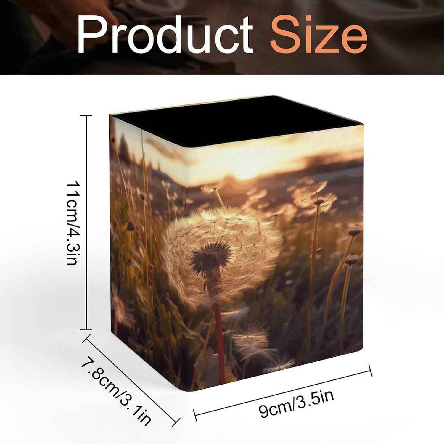 Dandelions at Sunset Pen Holder Square Desk Organizer for Office Studio image 2