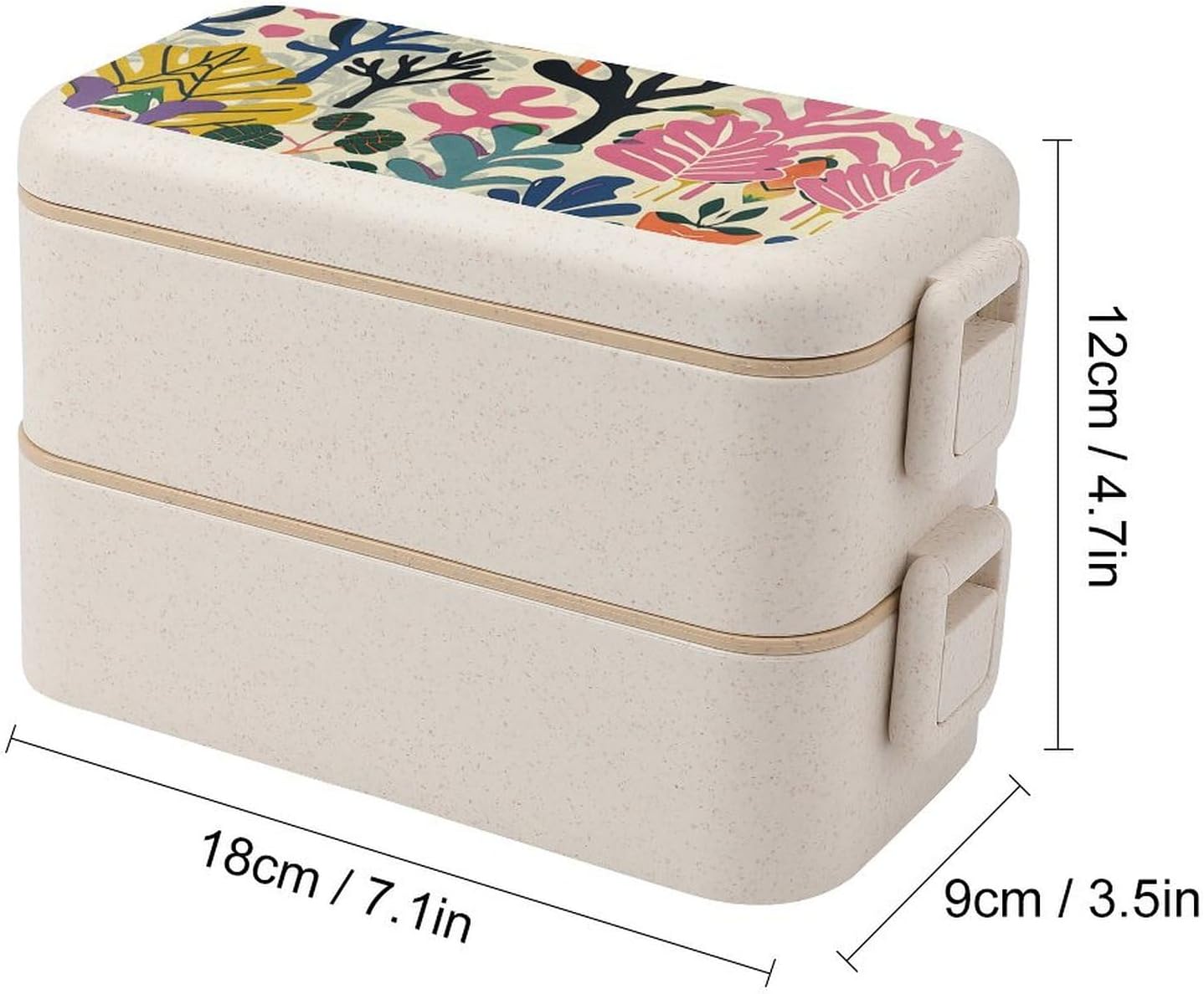 Lunch Box Bento Premium Trees And Leaves Printed Bento Box Bento with Spoon And Fork with Compartment Containers Suitable for Men And Women, style