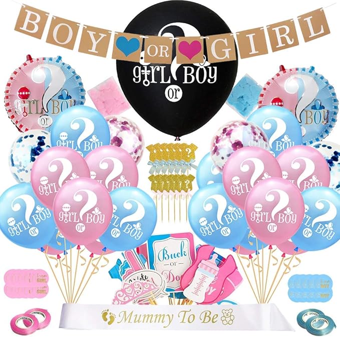 Gender Reveal Balloon Set - Rosa & Blau 12 Zoll Für Babyparty