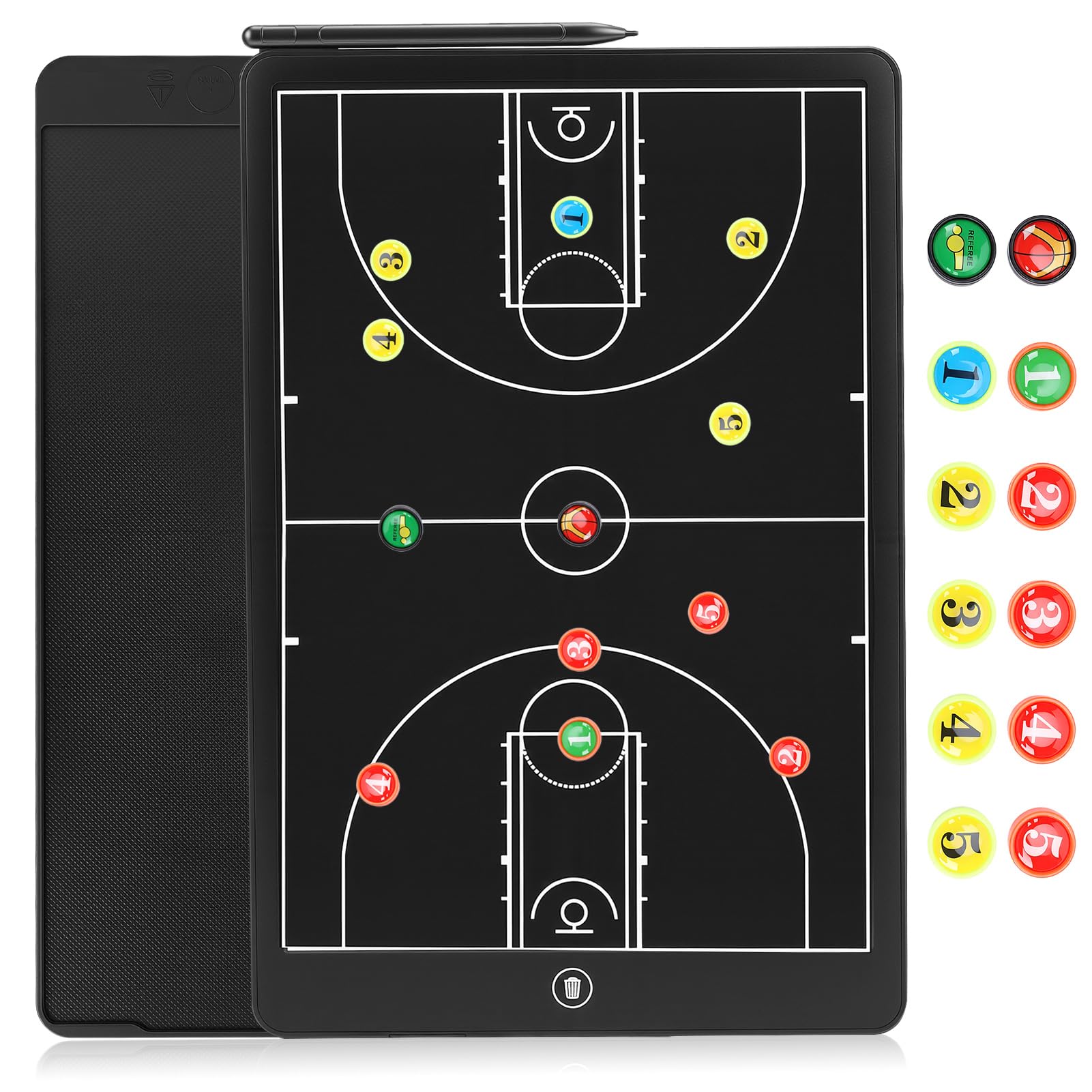 Tableau noir tactique LCD de 16 pouces pour basket-ball Carte électronique mise à jour Pad magnétique tactique avec cadre en ABS écologique, imperméable, résistant aux chutes avec stylo de basket-ball