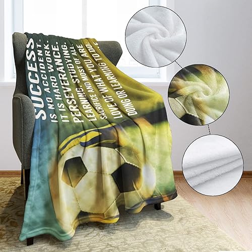 Miniatura 4 de HommomH Manta de 50 x 80 pulgadas, cómoda y cálida, manta de felpa suave para sofá con cita de fútbol