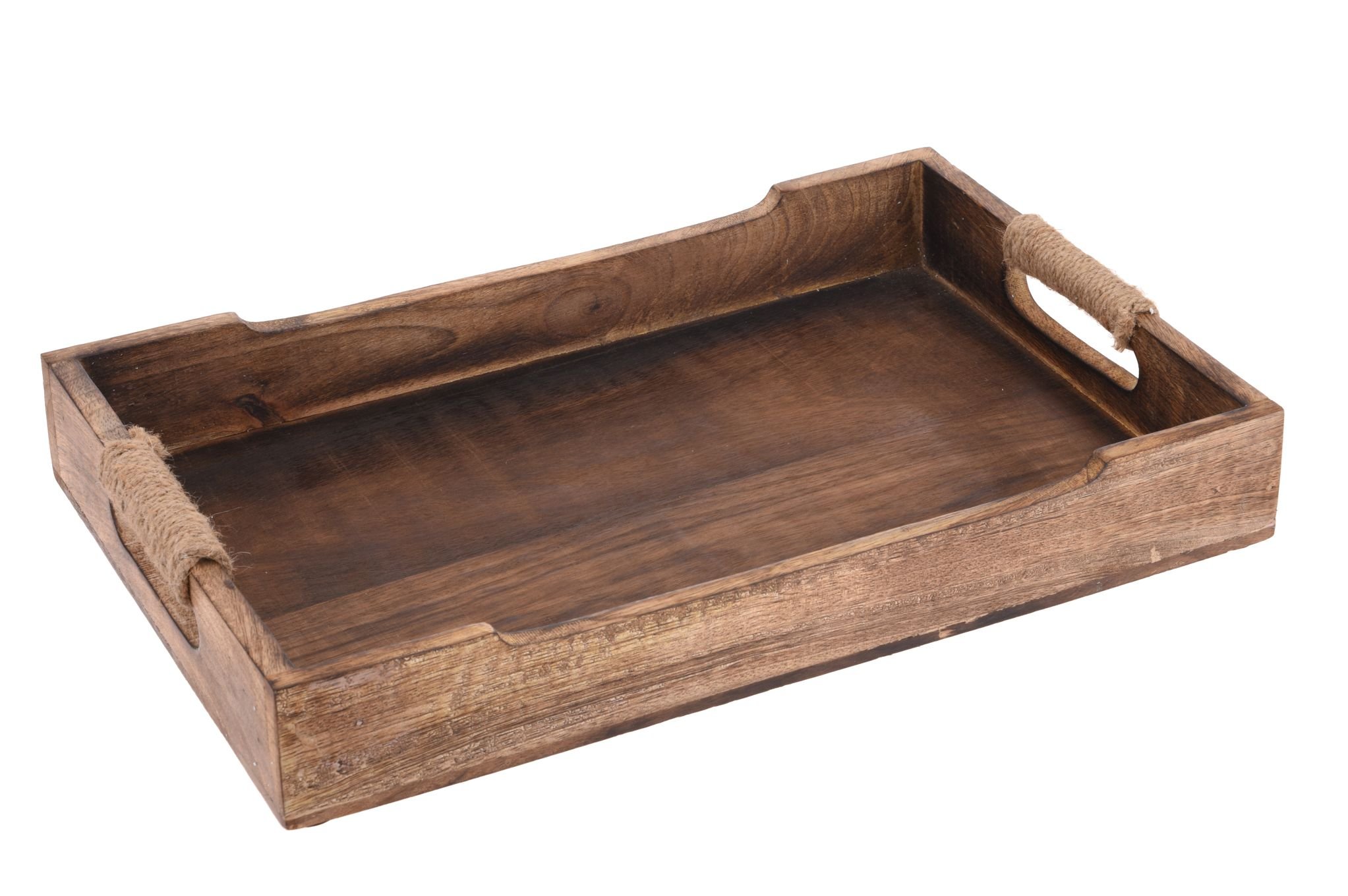 Excellent Houseware Mango Wood Wooden Rustic Rectangular Serving Lap Tea Snack Tray (Medium)