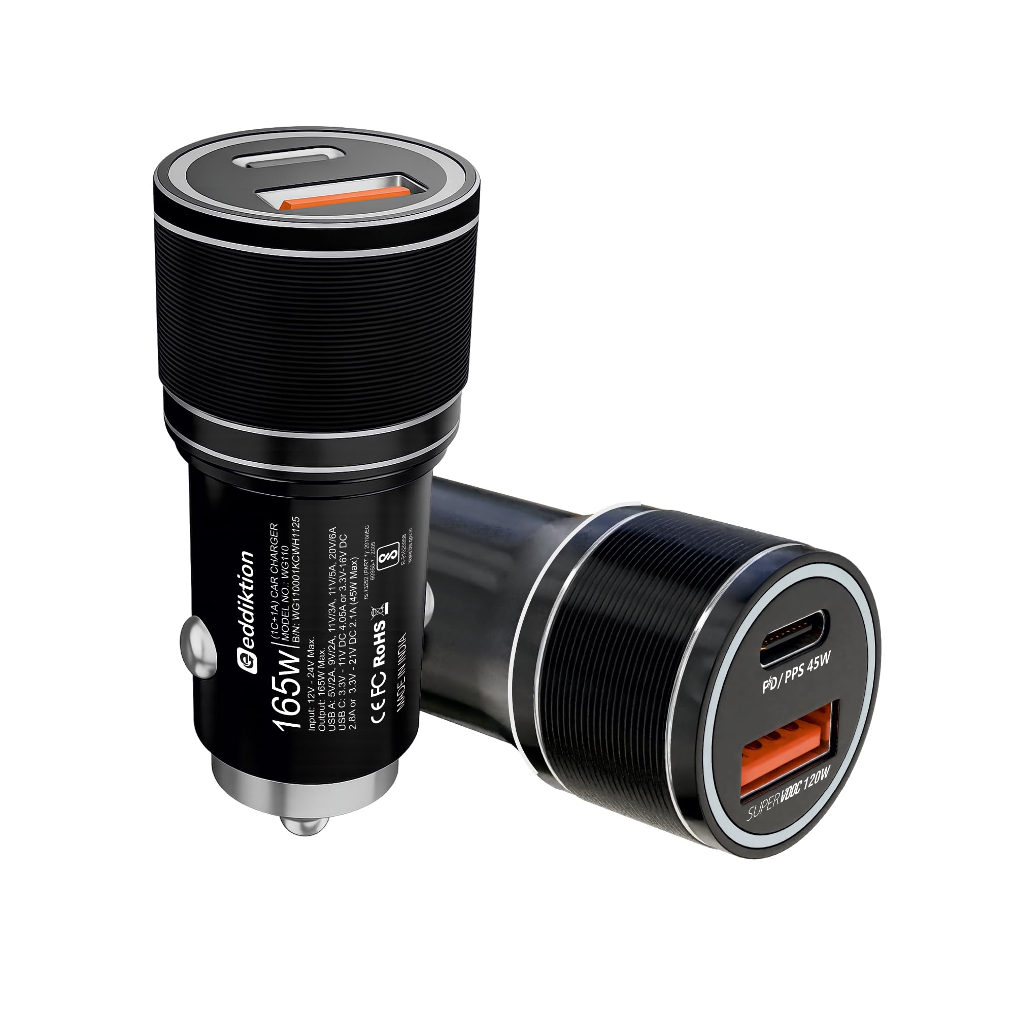 RAPIDX 165W Super Fast Car Charger, Dual Port USB-A 120W & USB-C 45W PD PPS, Universal 12V-24V Fast Car Charger for Laptop, Mobile, Android, iPhone, Watch & Tablet-image-21