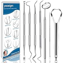 7pcs Dental Tools, Dental Pick Teeth Cleaning Tools Hygiene Kit, Professional Stainless Steel Tooth Scraper Plaque Tartar Cleaner - with Case, Personal Using, Pets - Teeth Cleaning Kit