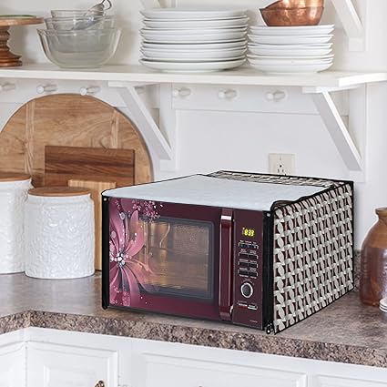 DREAM CARE Off White Printed Microwave Oven Cover for Samsung 21 Litre Convection Microwave Oven CE77JD-LB