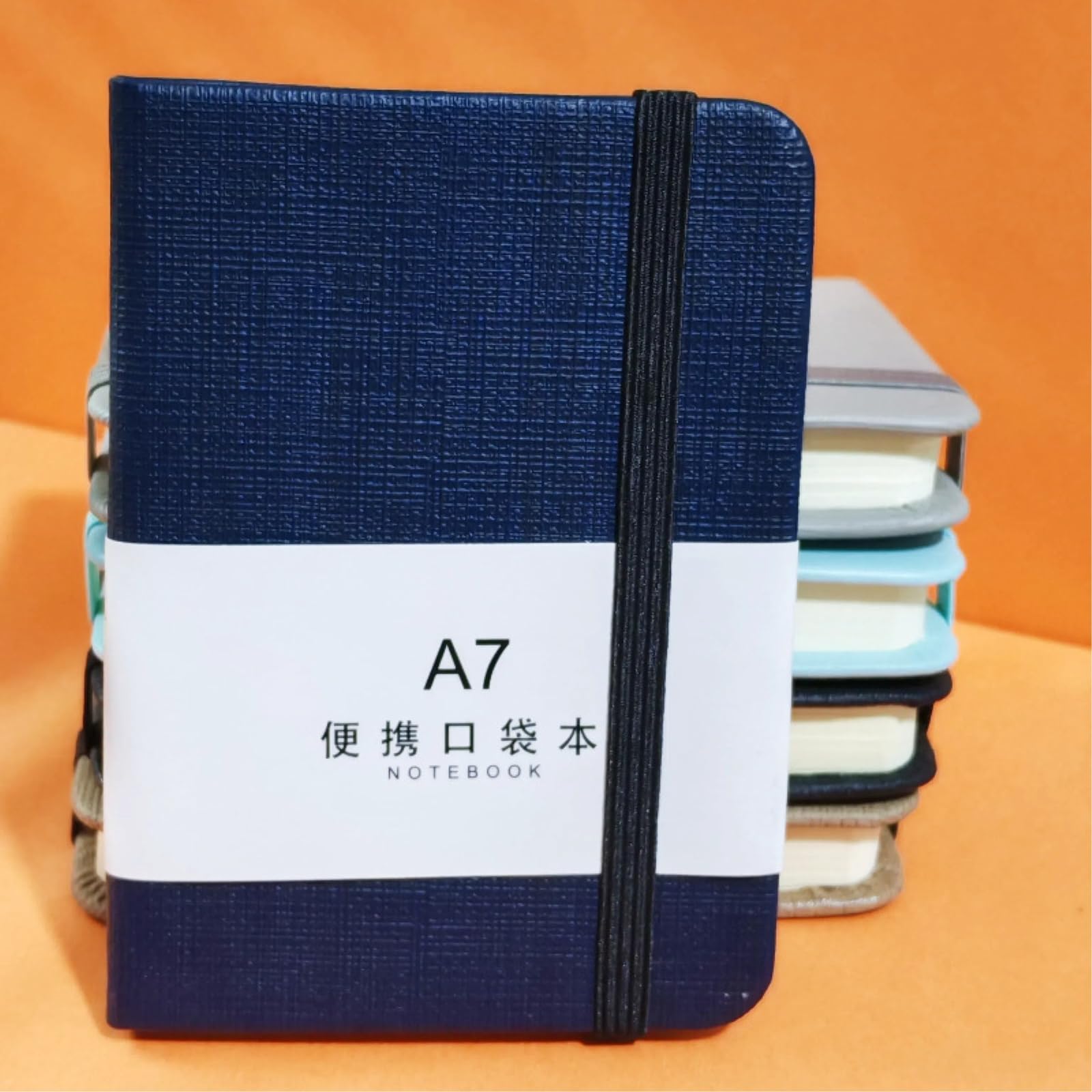 Taccuino tascabile con cinturino A7 - (10) blu scuro