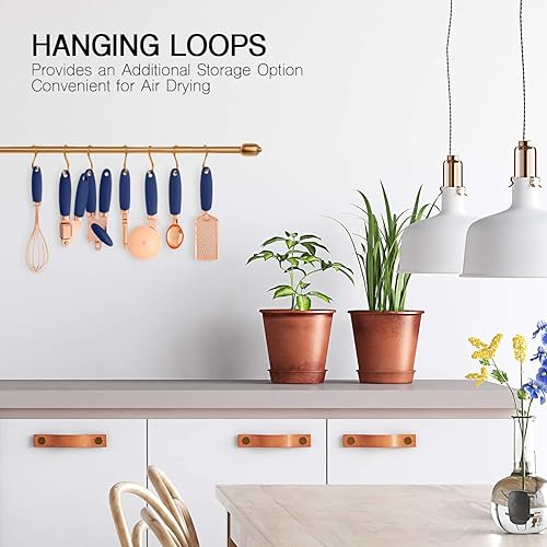 Miniatura 5 de COOK WITH COLOR juego de utensilios de cocina de acero inoxidable con revestimiento de cobre con mangos suaves al tacto 7piezas