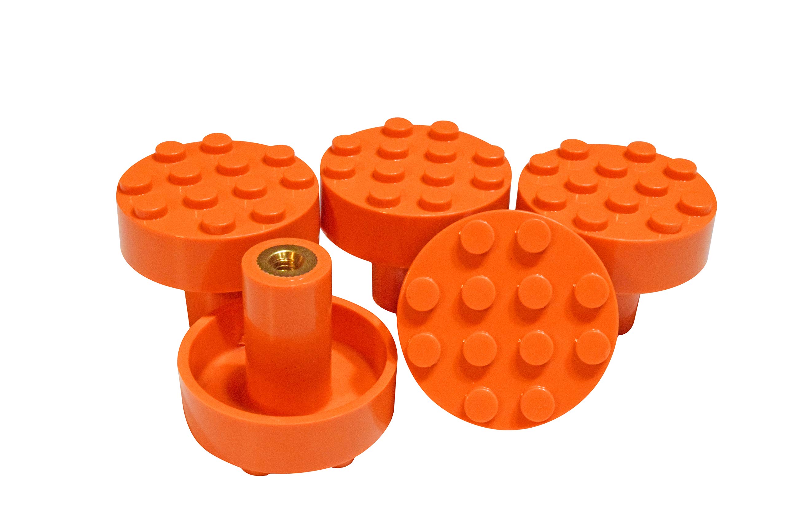 Set of 5 Build-On Brick Knobs (Orange)