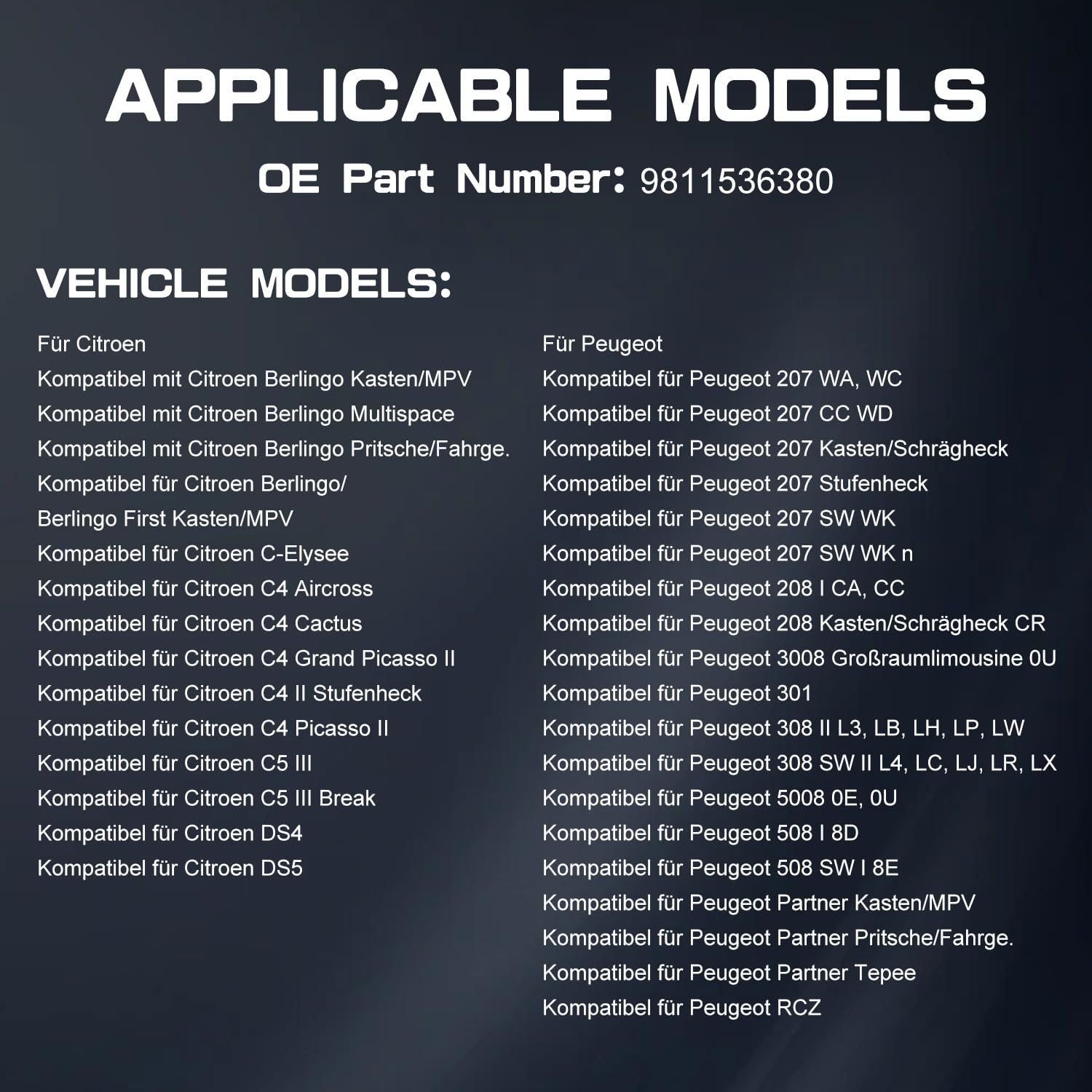 LICHENGTAI 4 sztuki TPMS czujnik ciśnienia w oponach, kompatybilny z Berlingo C-Elysee C4 C5 DS4 DS5, Peugeot 207, 208, 3008, 301, 308, 5008, 508, 508, Partner RCZ, system kontroli ciśnienia w