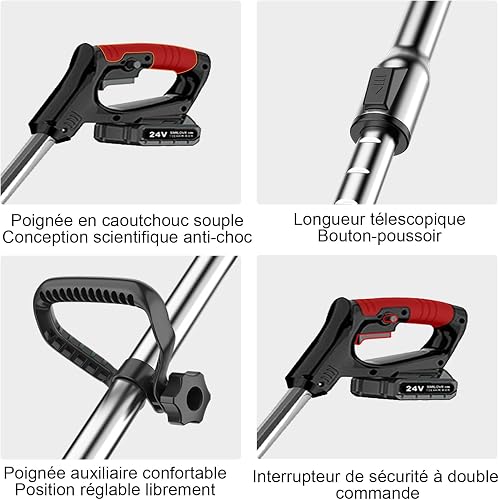 SMILOVII Débroussailleuse Électrique sans Fil 21V, Coupe Bordure sans Fil avec 2 Batteries 2000mAh, 6 Lames Métal & 10 Lames Plastique pour Jardin, Pelouse et Désherbage (Édition Performance) - 5